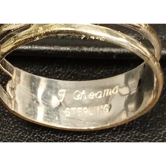 Sterling Silver Inlay Ring With Geometric Design - Picture 2 of 5